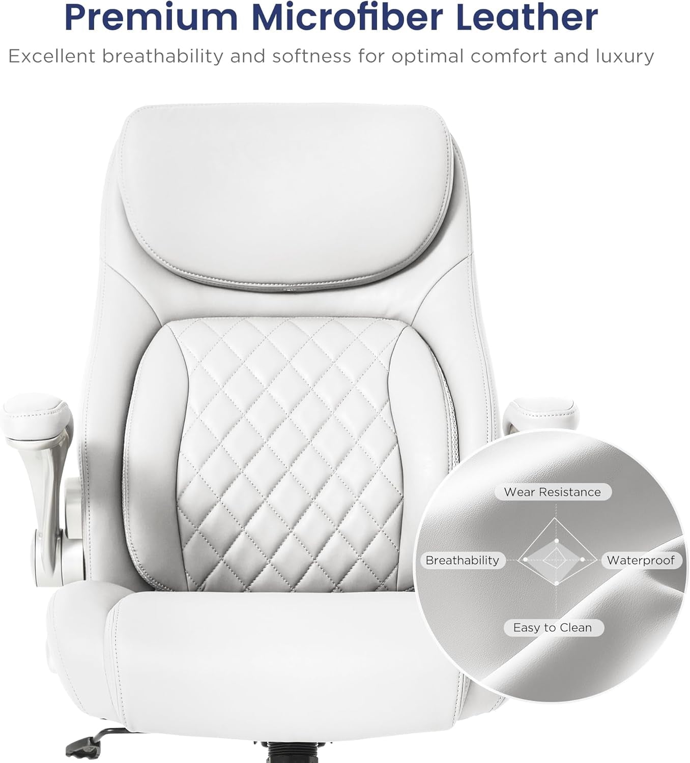 Ergonomic Office Chair With Adjustable Lumbar Support White-4