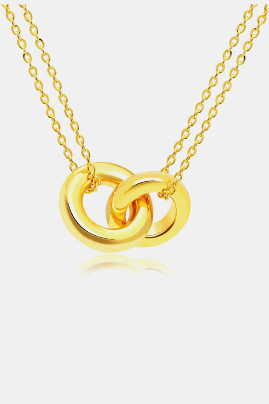 Linked Ring Pendant Chain Necklace-0