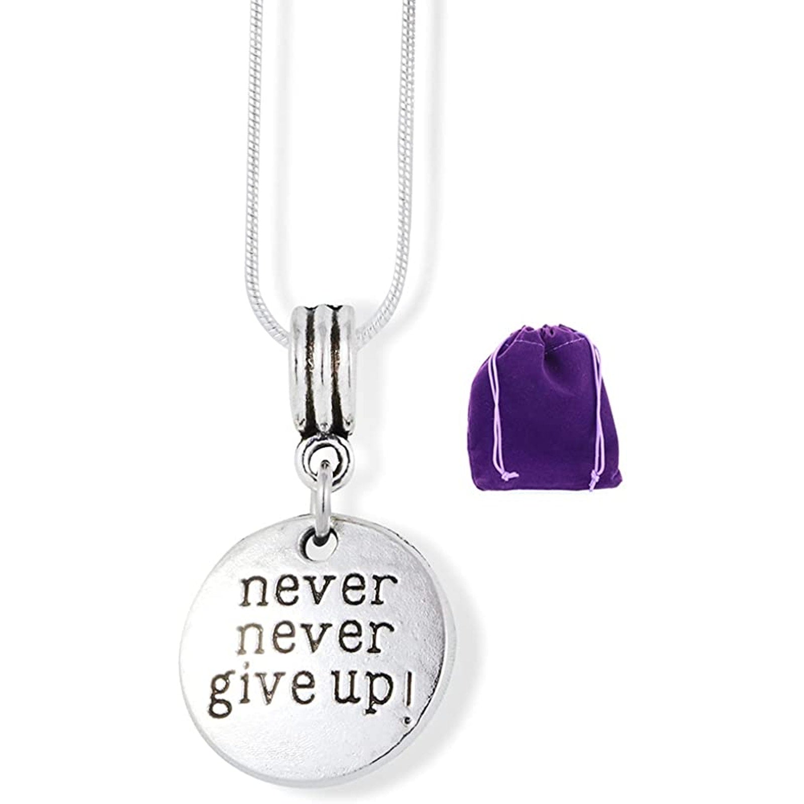 Never Give Up Necklace - Inspirational Saying Charm Necklace-0