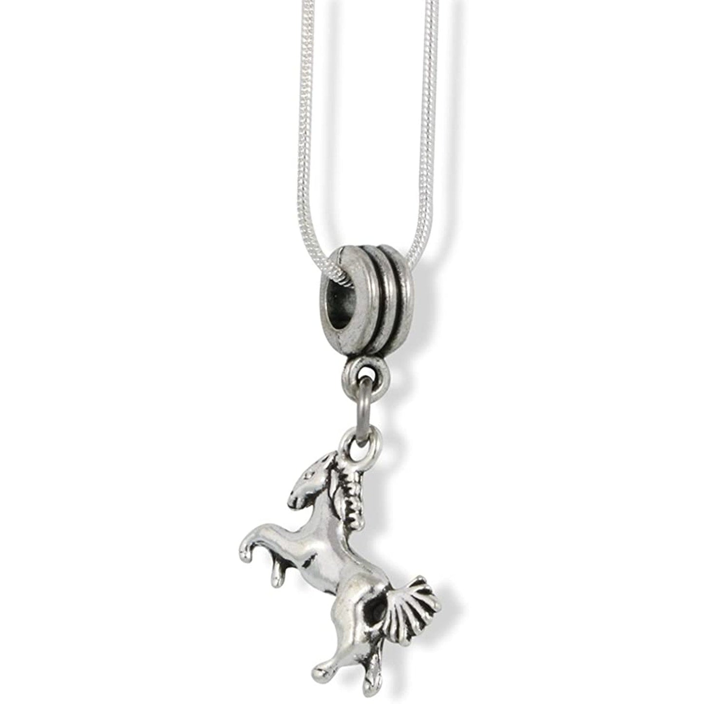Horse on Hind Legs with Bushy Tail Charm Chain Necklace-0