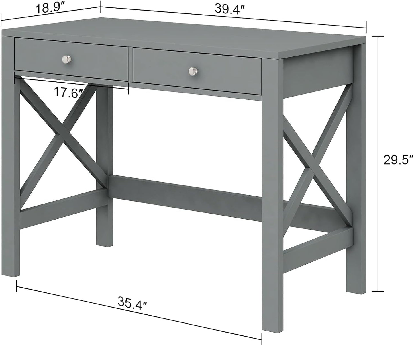 Home Office Desk Grey With Two Drawers Computer Table-2