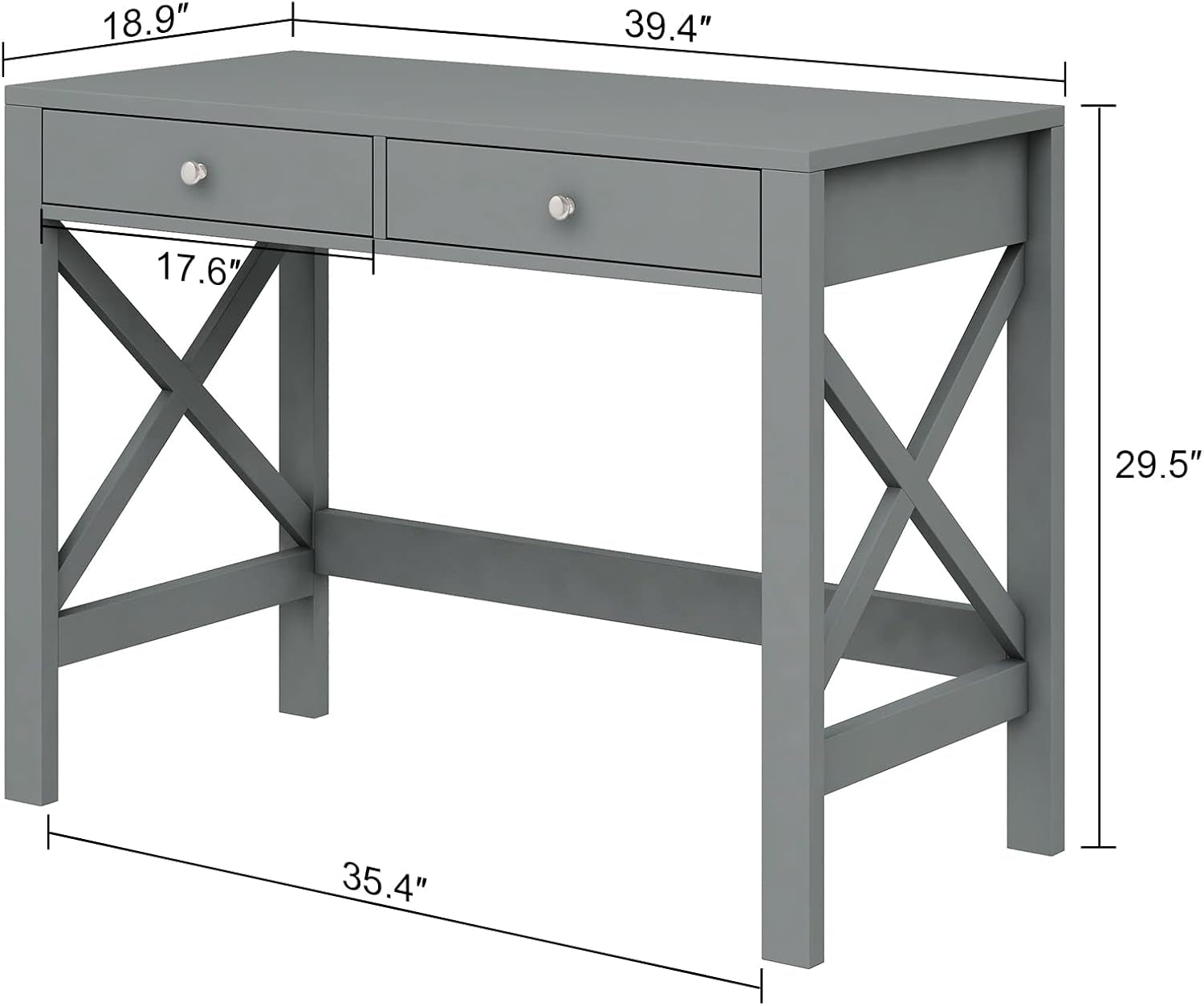 Home Office Desk Grey With Two Drawers Computer Table-2