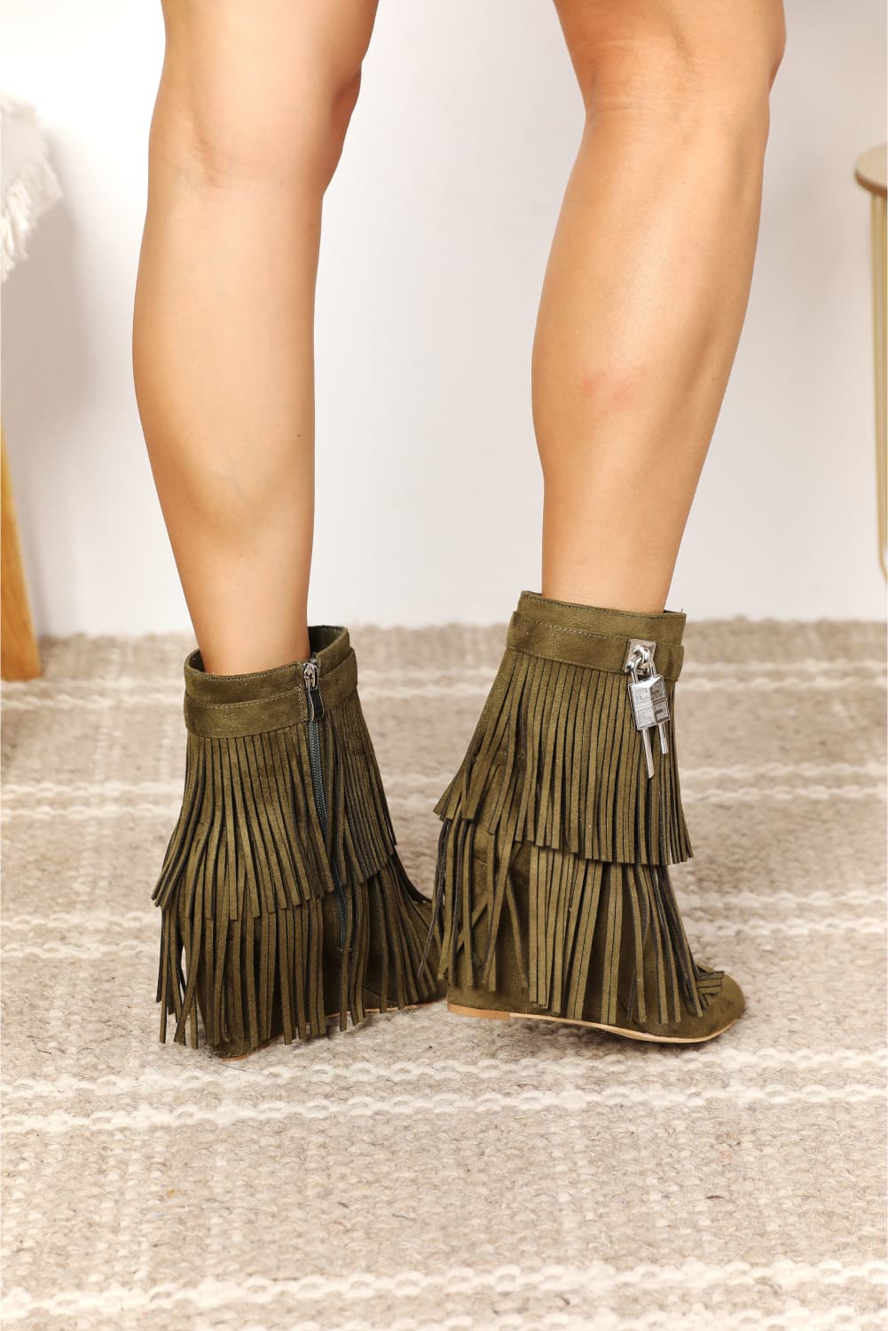 Legend Women's Tassel Wedge Heel Ankle Booties-4