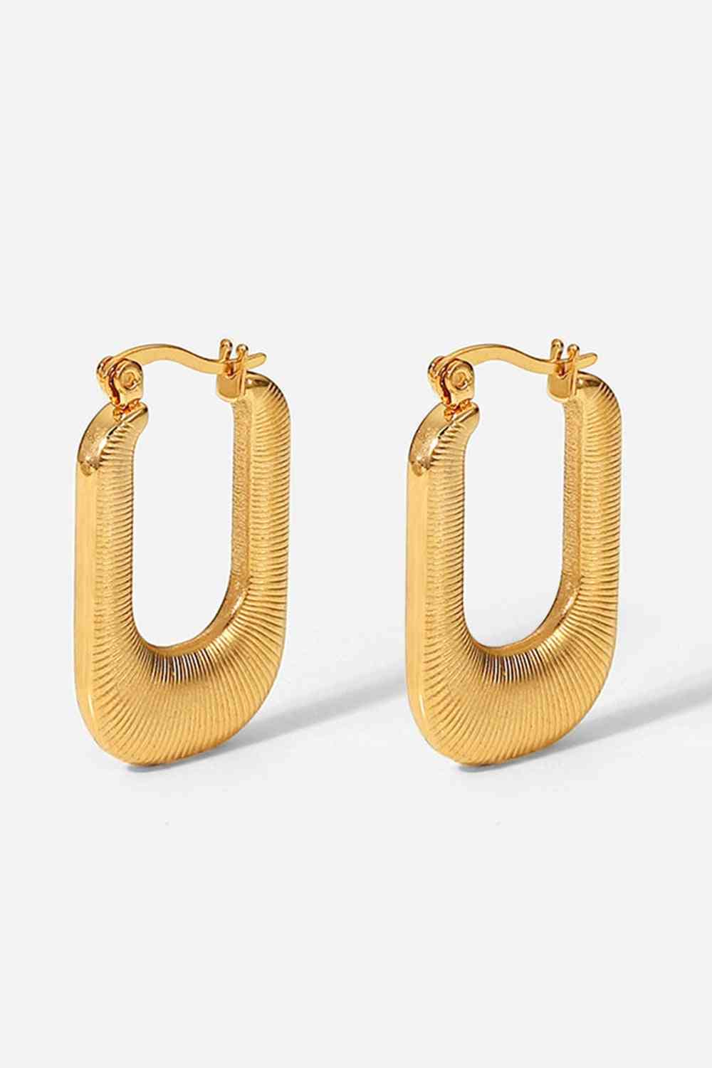 Good Luck Charm Screw-Thread U-Shaped Earrings-0
