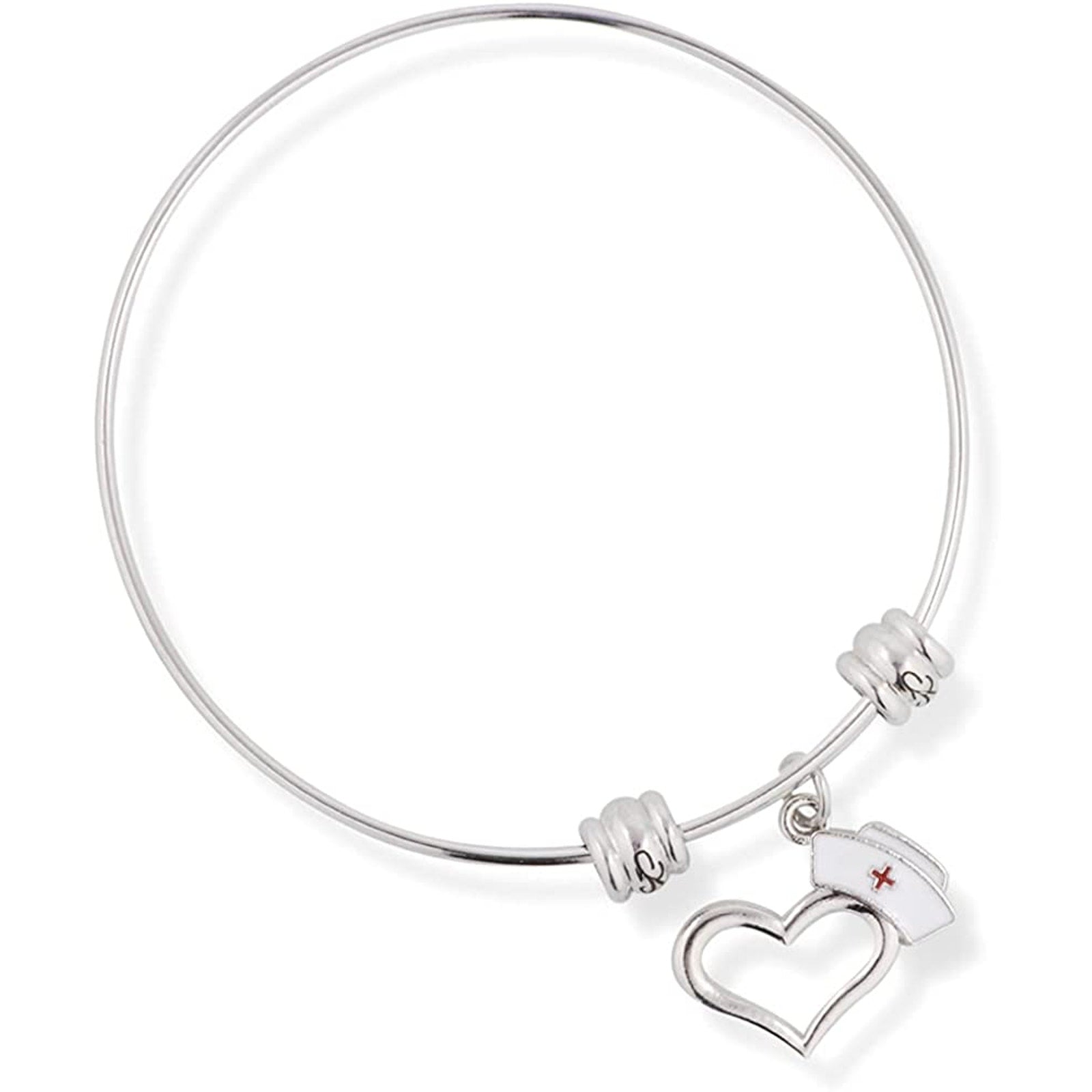 Nurse Hat on Heart Fancy Charm Bangle Bracelet Jewelry-0