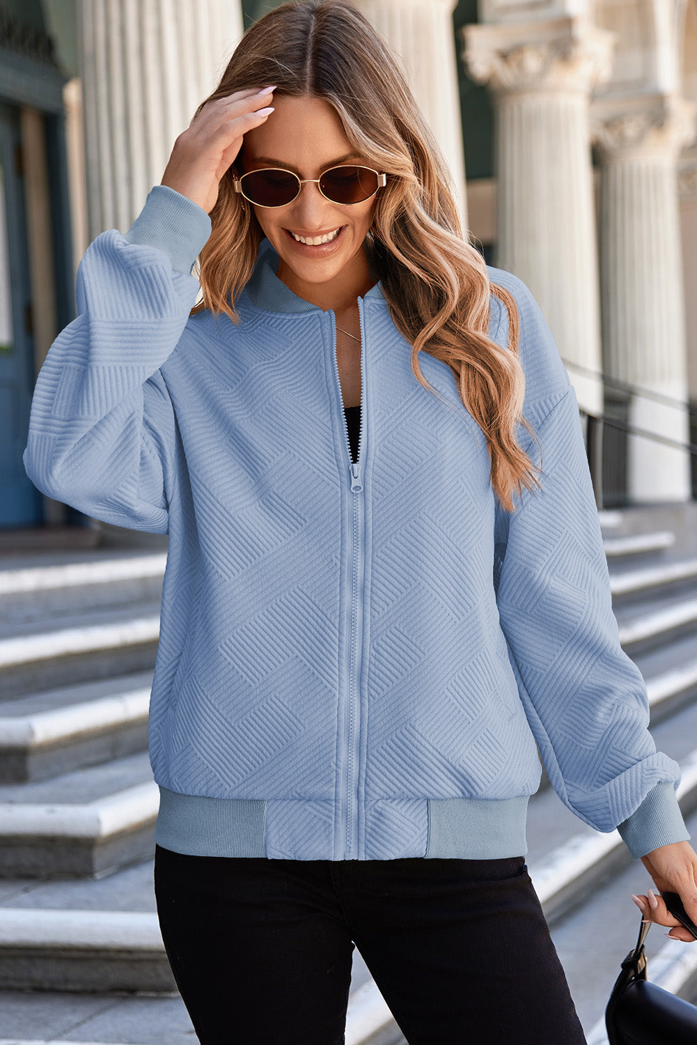 Nylah Stand Zipper Bomber Jacket-3