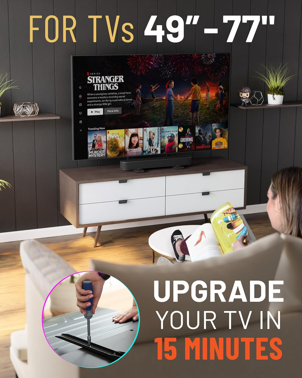 Universal Height Adjustable TV Stand For 49 To 77 Inch TVs-2