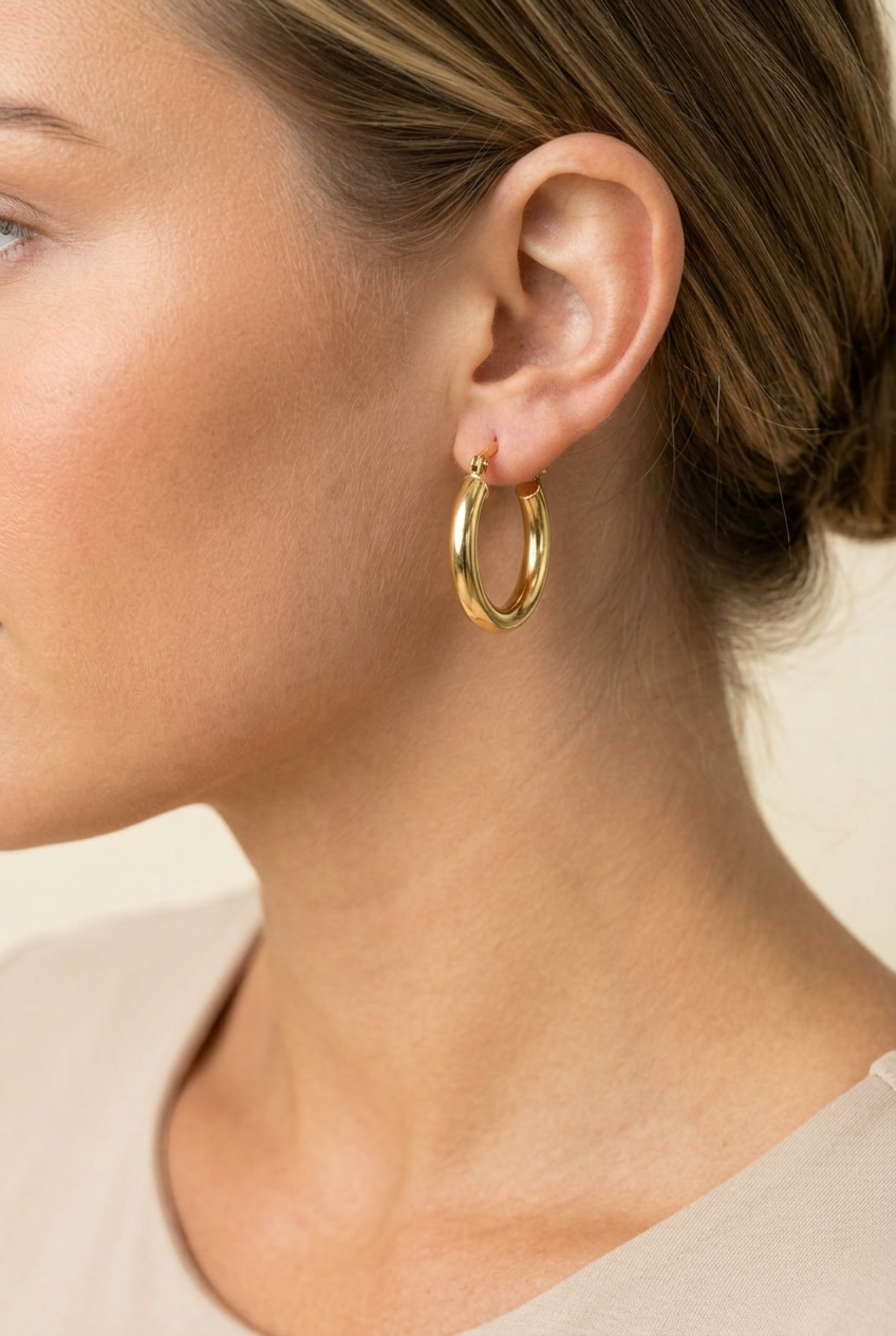 Elizabeth Classic Latch Tube Hoop Earrings-1