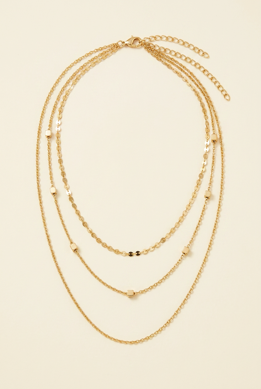 Nora Dainty Triple Layer Chain Necklace-0