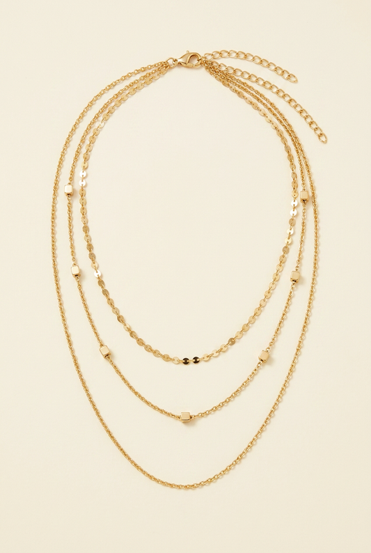 Nora Dainty Triple Layer Chain Necklace-0