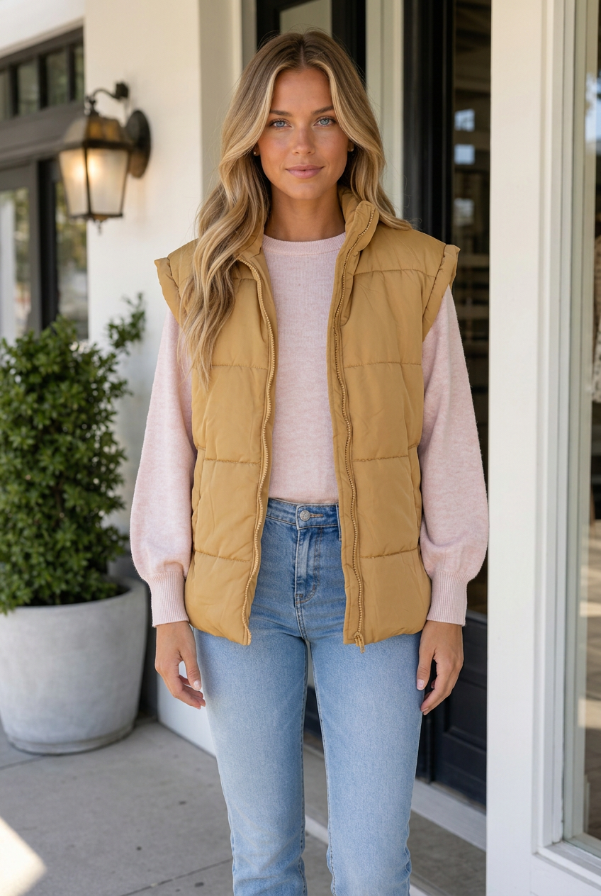 Jaine Collar Zip Winter Vest-0