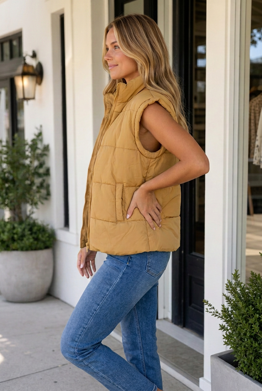 Jaine Collar Zip Winter Vest-2