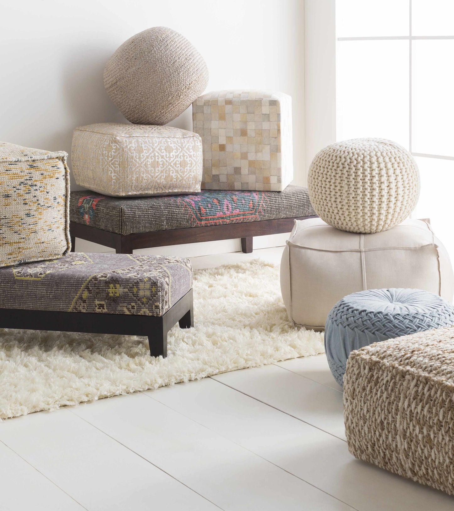 Netcong Tan Jute Pouf-2