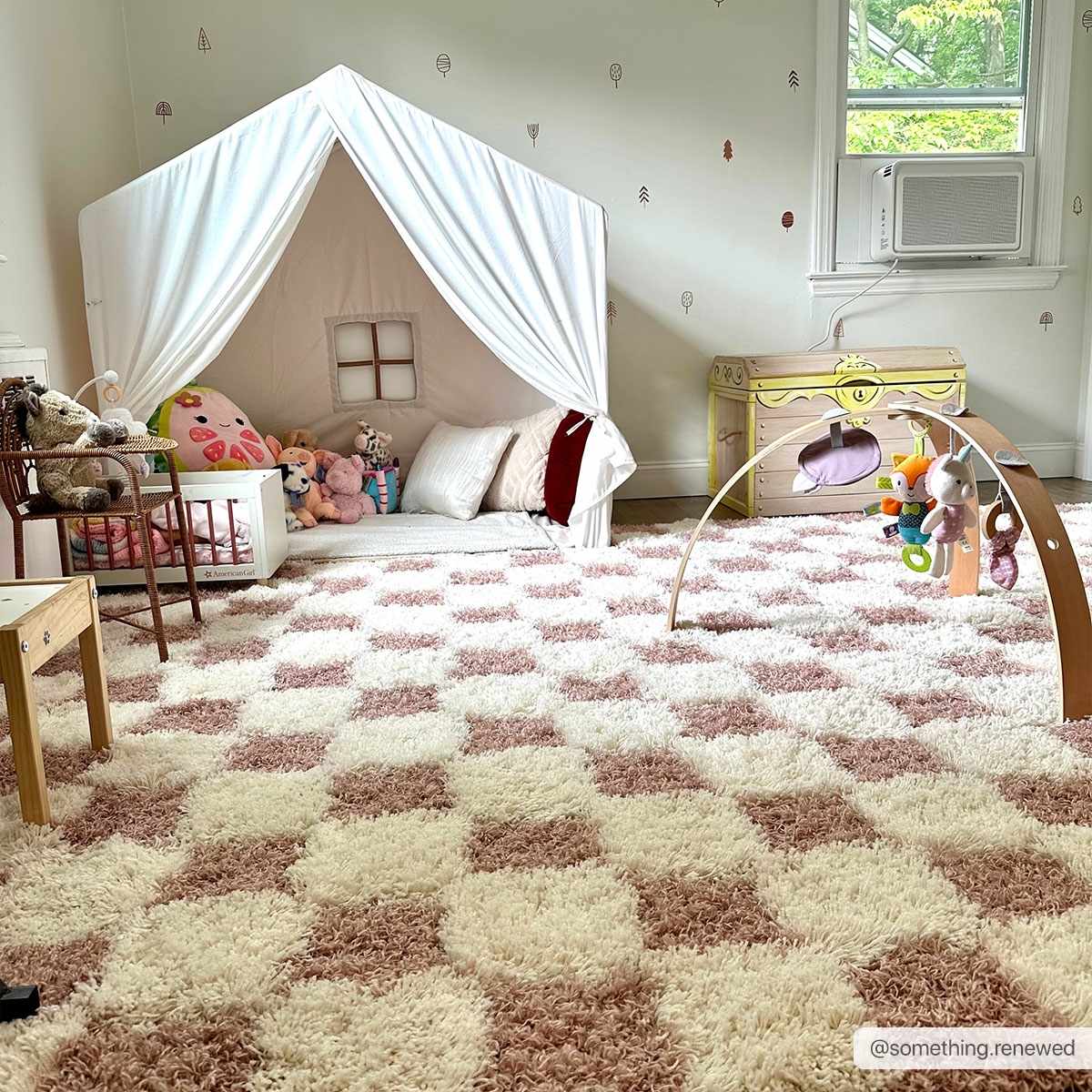 Atira Pink Checkered Shag Rug-2