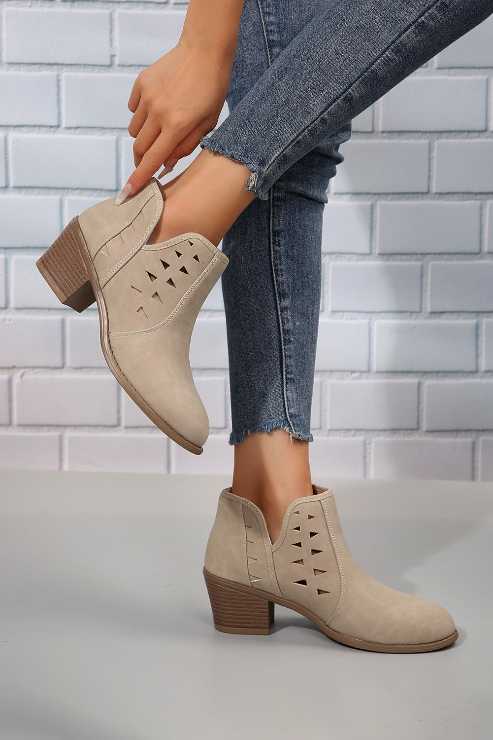Quinn Cut Out Suede Ankle Boots
