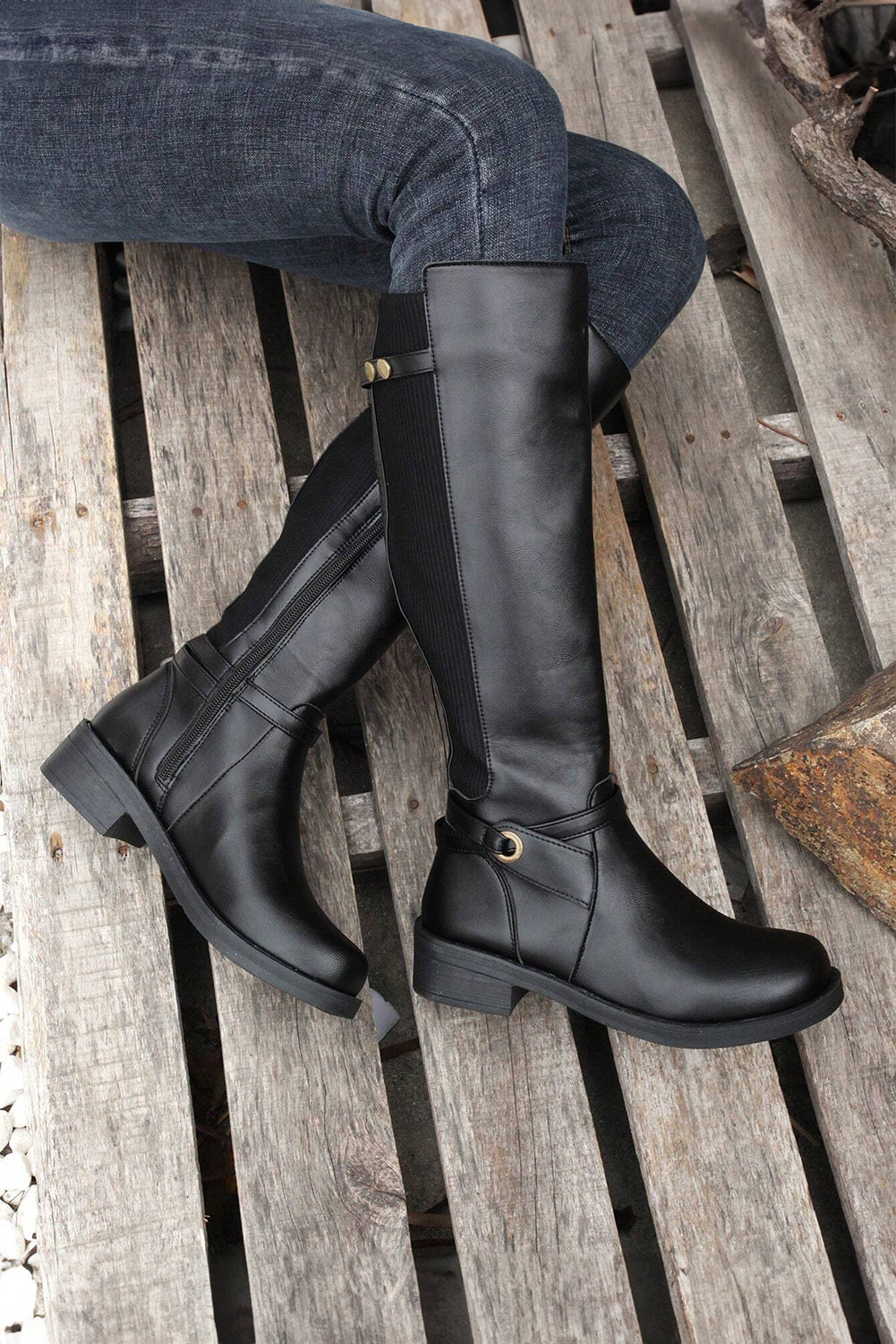 Josie Zipper Knee High Low Heel Boots-0