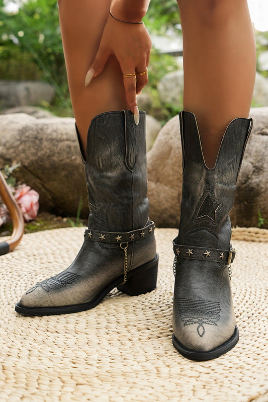 Starry Western Distressed Boots