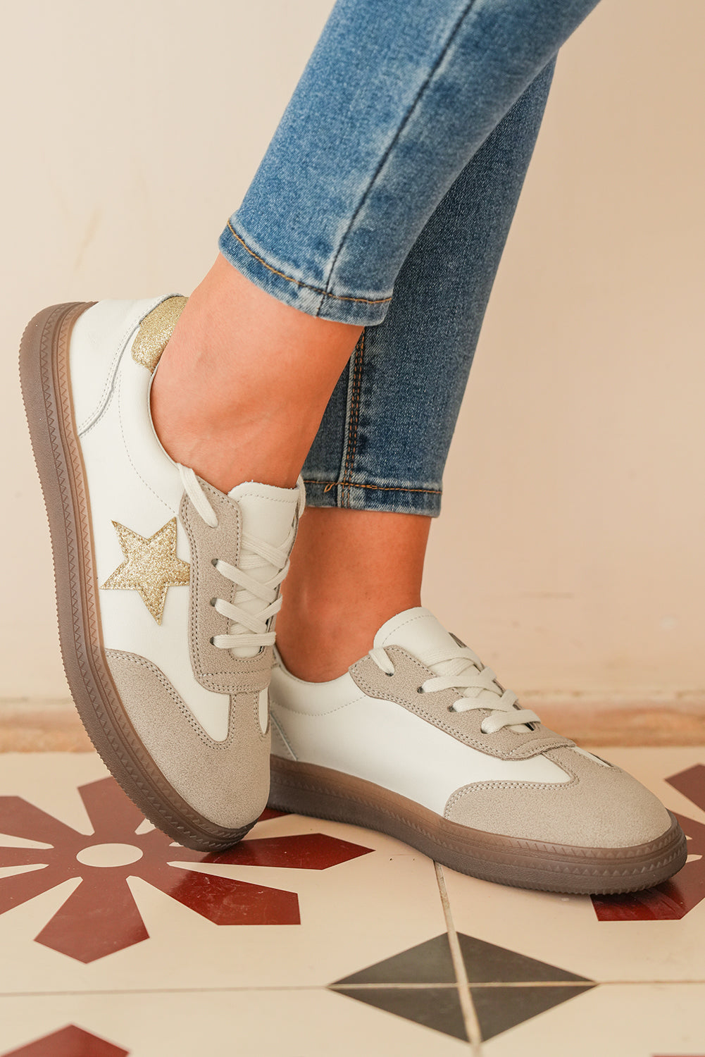Starry Patch Lace-Up Retro Flattie