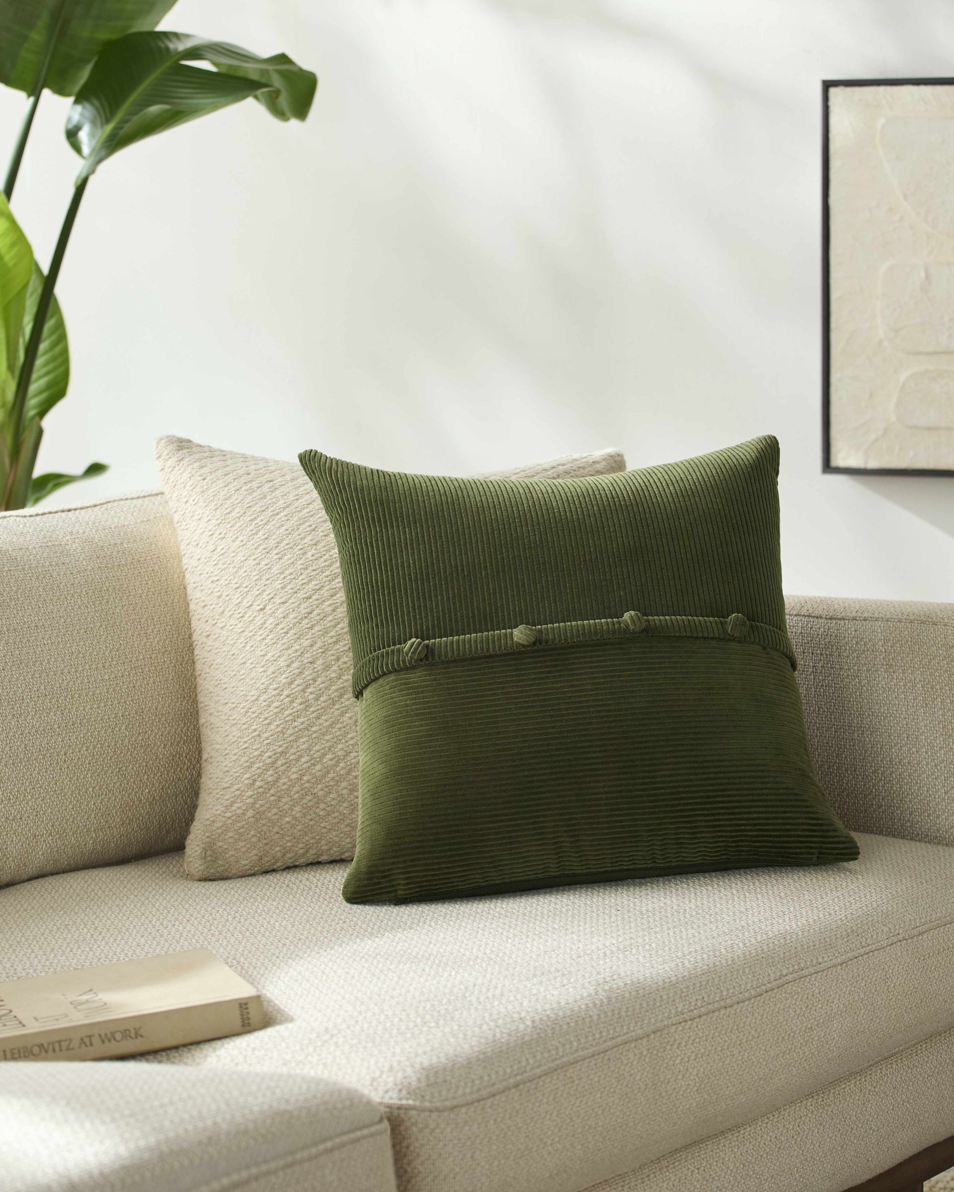 Suvoa Olive Cotton Throw Pillow-1