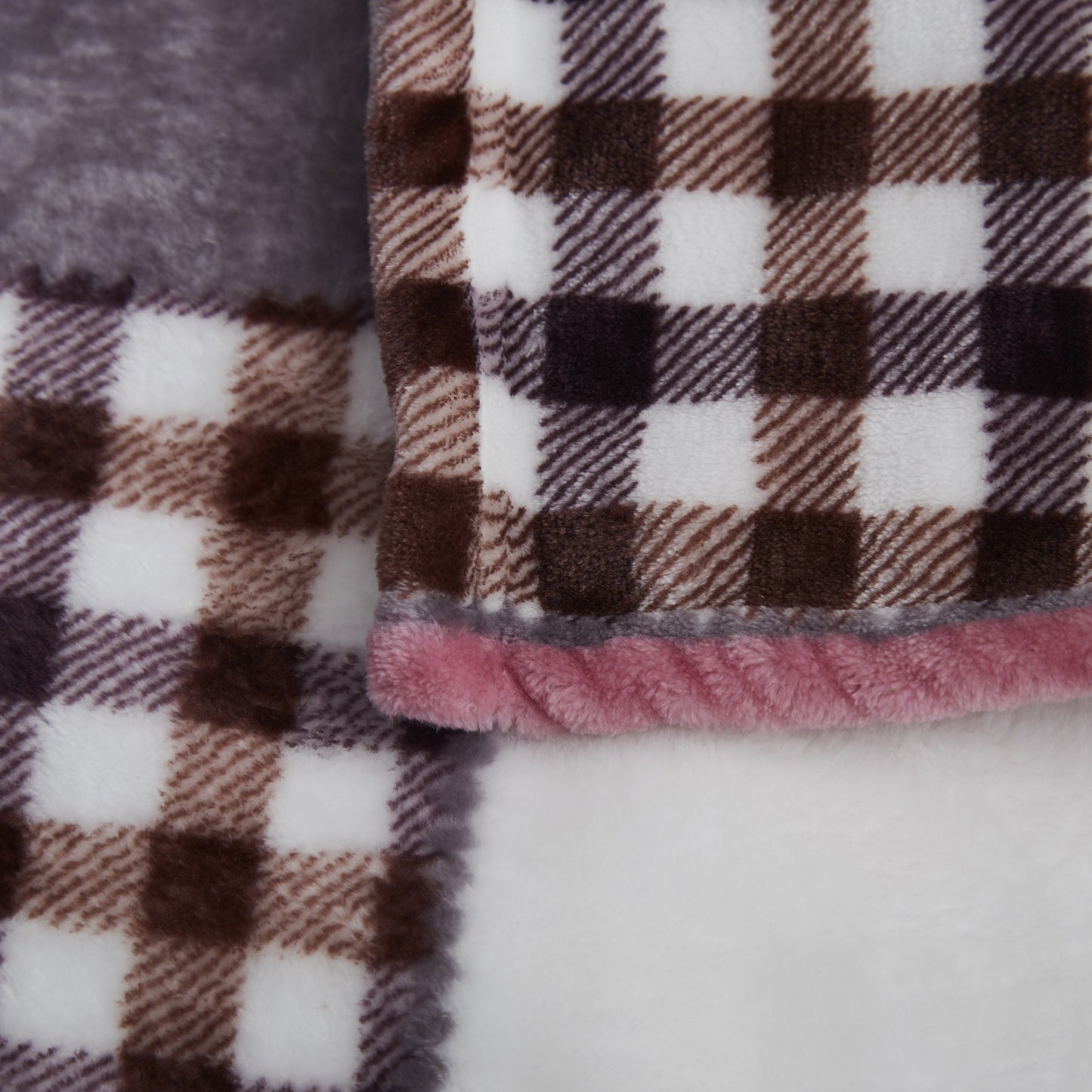 Elacy Muave Purple Pink Farmhouse Plaid Patchwork Throw Blanket