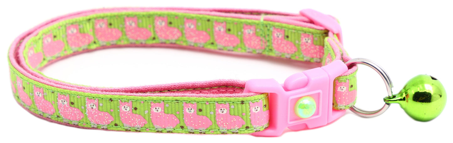 Pink Llamas Breakaway Cat Collar-5