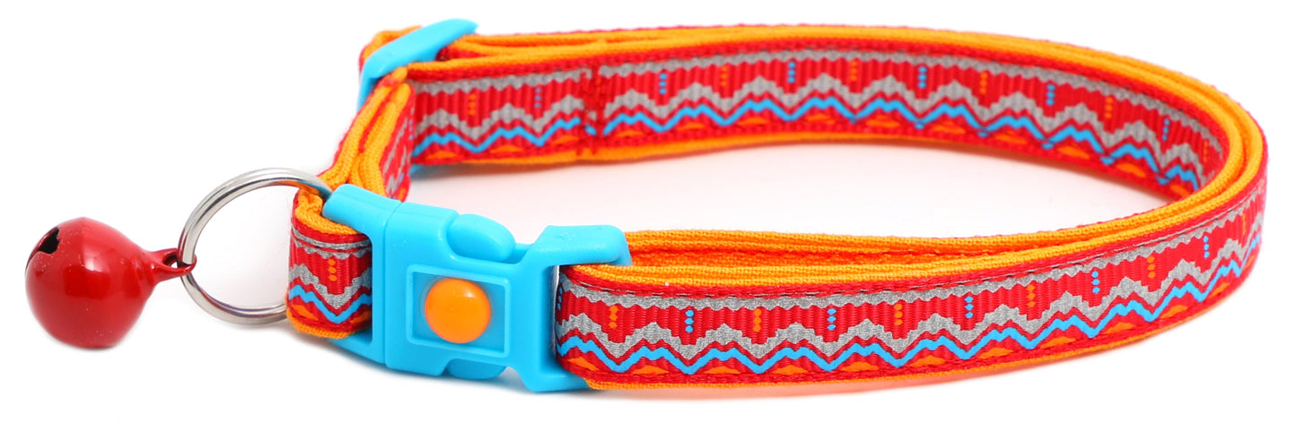 Blue and Orange Aztec Breakaway Cat Collar-12
