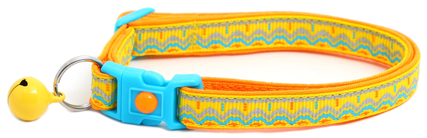 Blue and Orange Aztec Breakaway Cat Collar-11