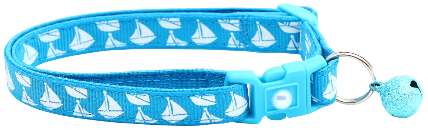 Sailboats on Red Breakaway Cat Collar