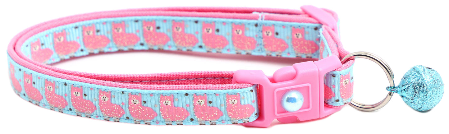 Pink Llamas Breakaway Cat Collar-1