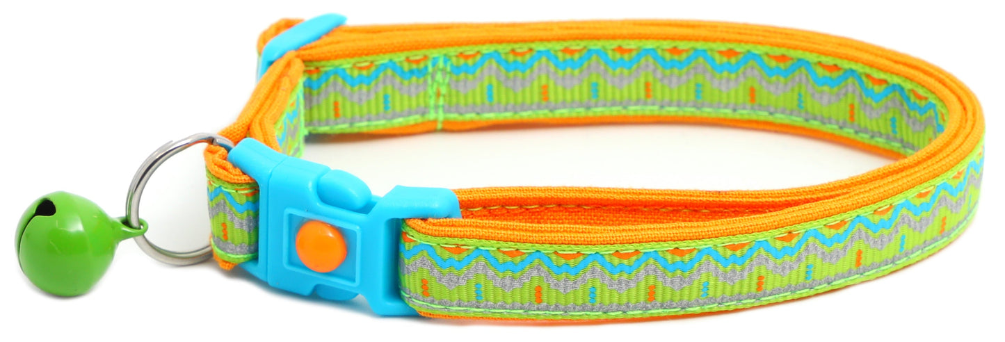 Blue and Orange Aztec Breakaway Cat Collar-10