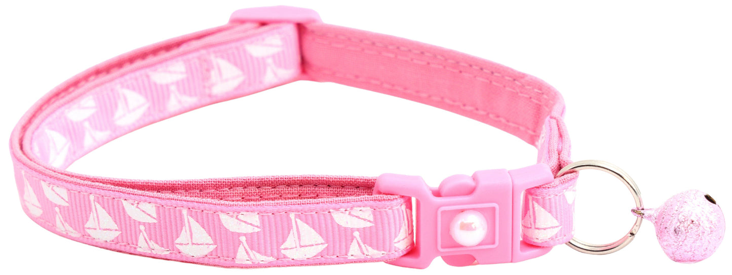 Sailboats on Red Breakaway Cat Collar
