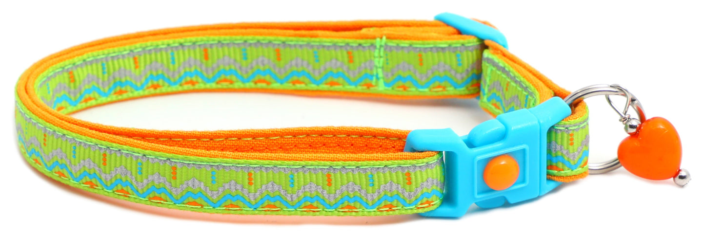 Blue and Orange Aztec Breakaway Cat Collar-19