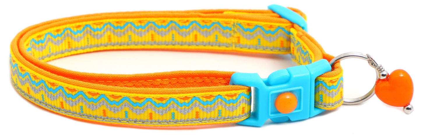 Blue and Orange Aztec Breakaway Cat Collar-20