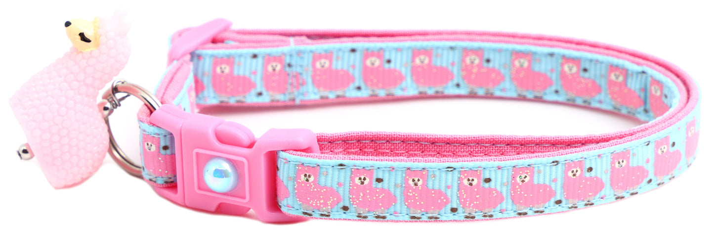 Pink Llamas Breakaway Cat Collar-2