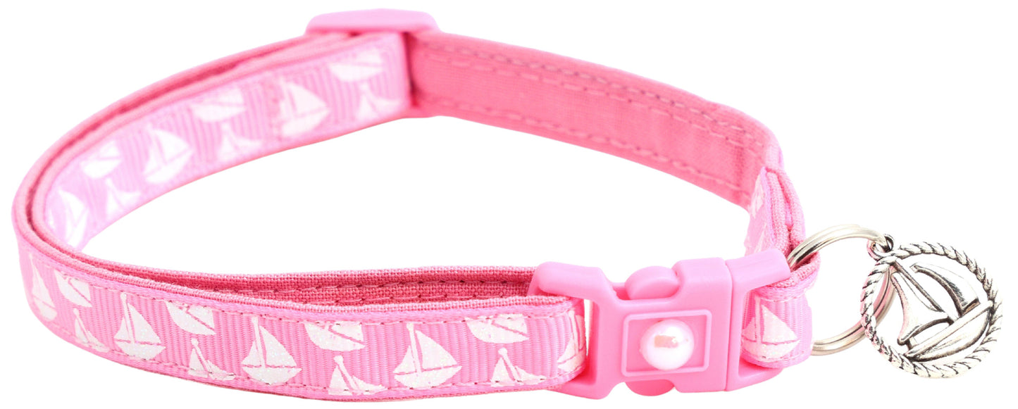 Sailboats on Red Breakaway Cat Collar