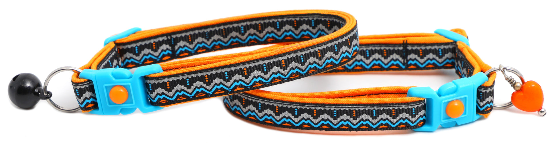 Blue and Orange Aztec Breakaway Cat Collar-3
