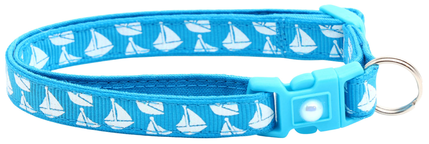 Sailboats on Red Breakaway Cat Collar
