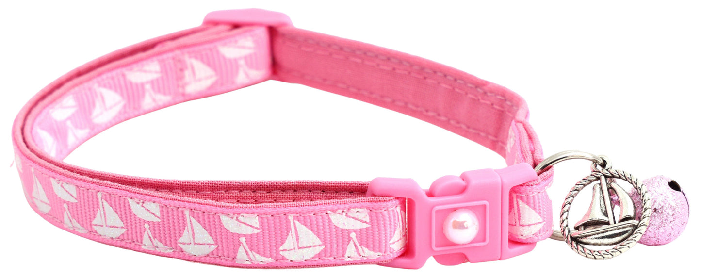 Sailboats on Red Breakaway Cat Collar