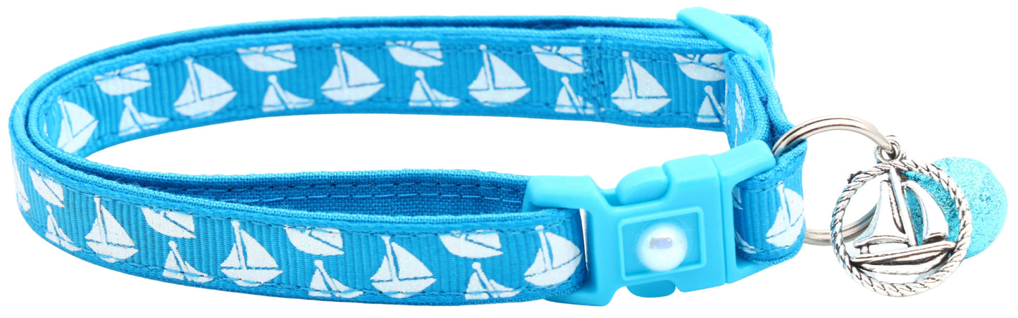 Sailboats on Red Breakaway Cat Collar