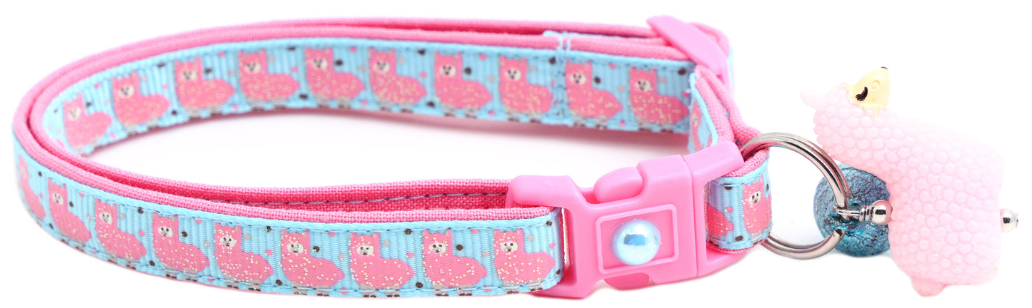 Pink Llamas Breakaway Cat Collar-4
