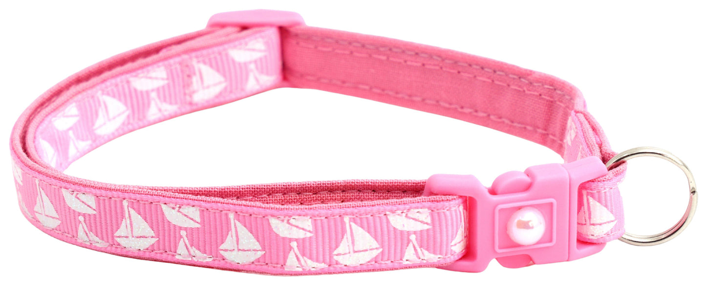 Sailboats on Red Breakaway Cat Collar