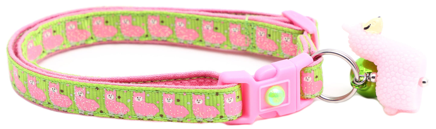 Pink Llamas Breakaway Cat Collar-15