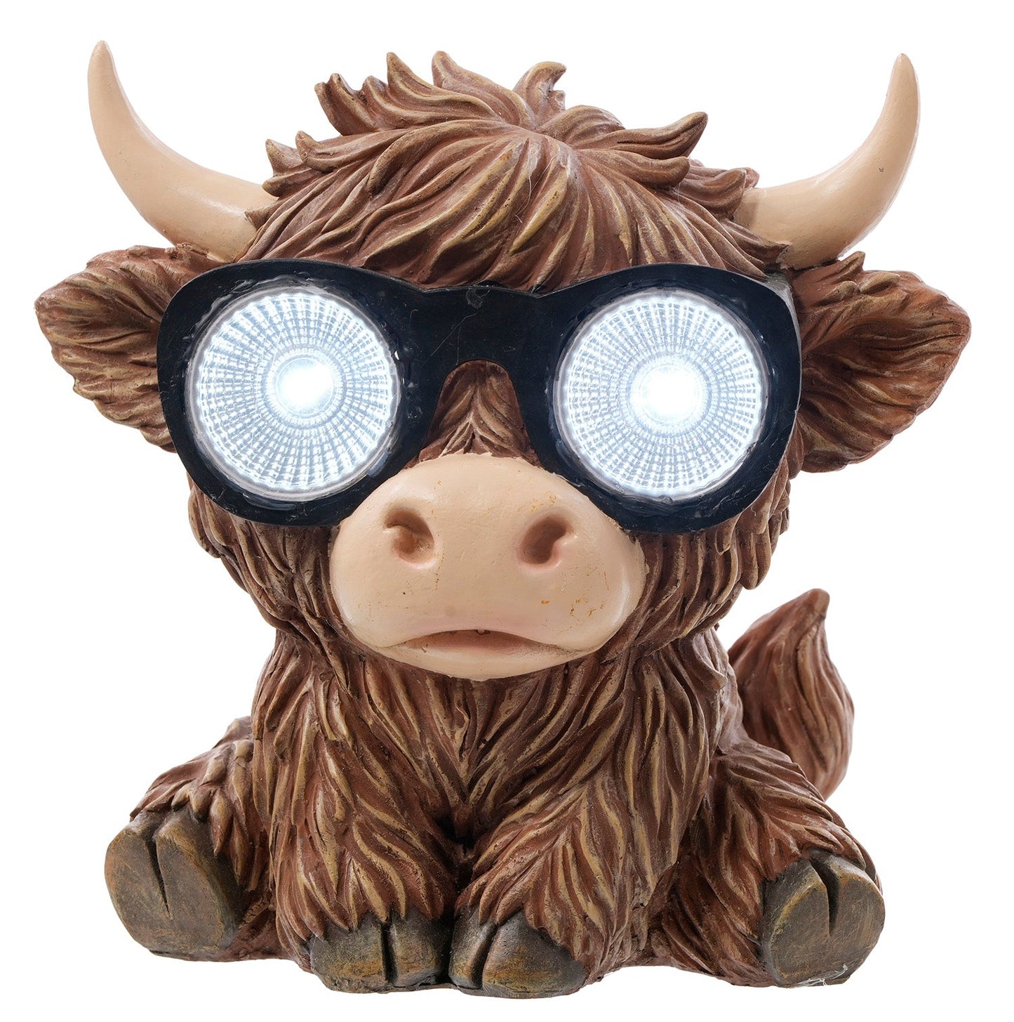 9" RESIN SOLAR HIGHLAND COW-0