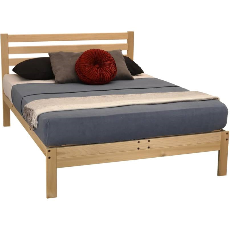 Full size Solid Wood Platform Bed Frame with Slatted Headboard - Made in USA-0