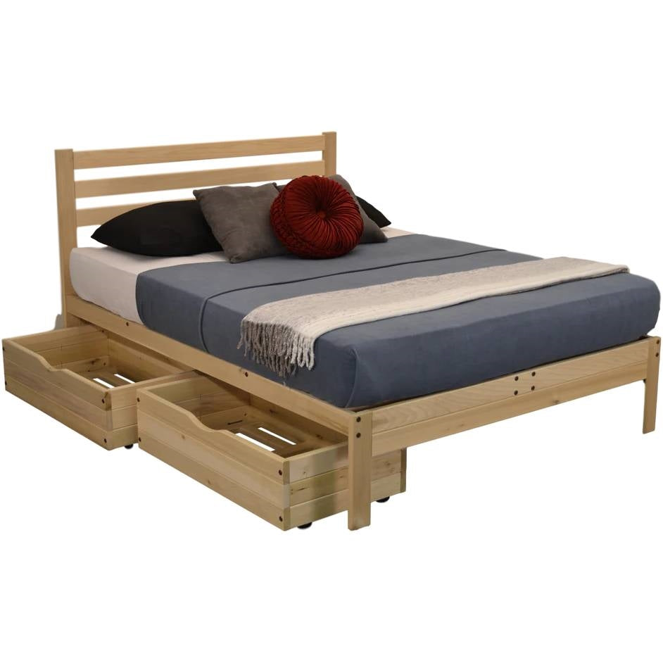 Full size Solid Wood Platform Bed Frame with Slatted Headboard - Made in USA-3