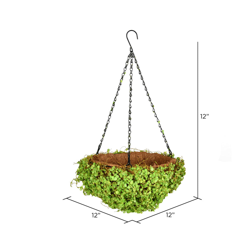 12'' Artificial Green Mini Leaves Hanging Basket-0