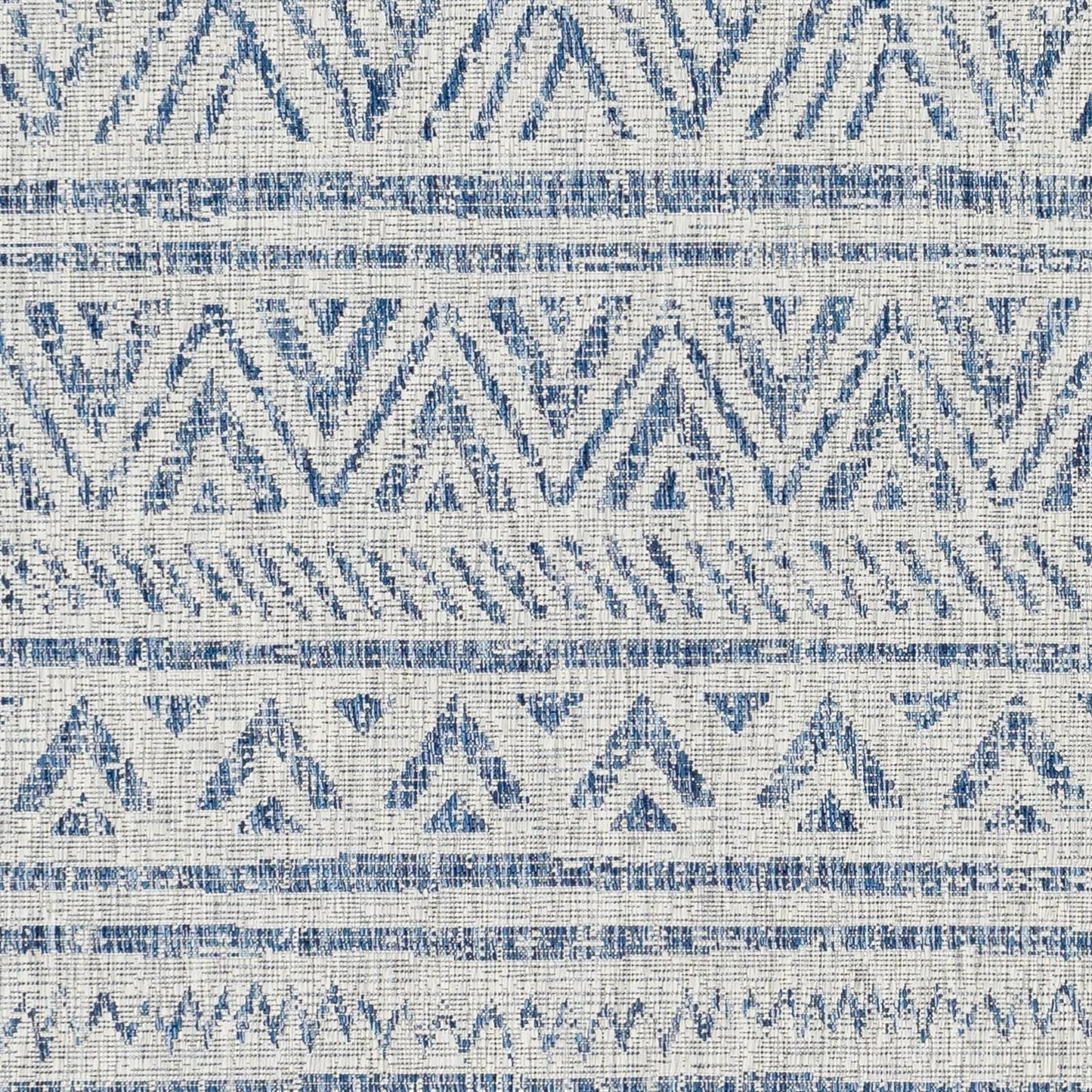 4 ft. x 6 ft. Blue Grey Chevron Coastal Boho Style Indoor Outdoor Area Rug-2