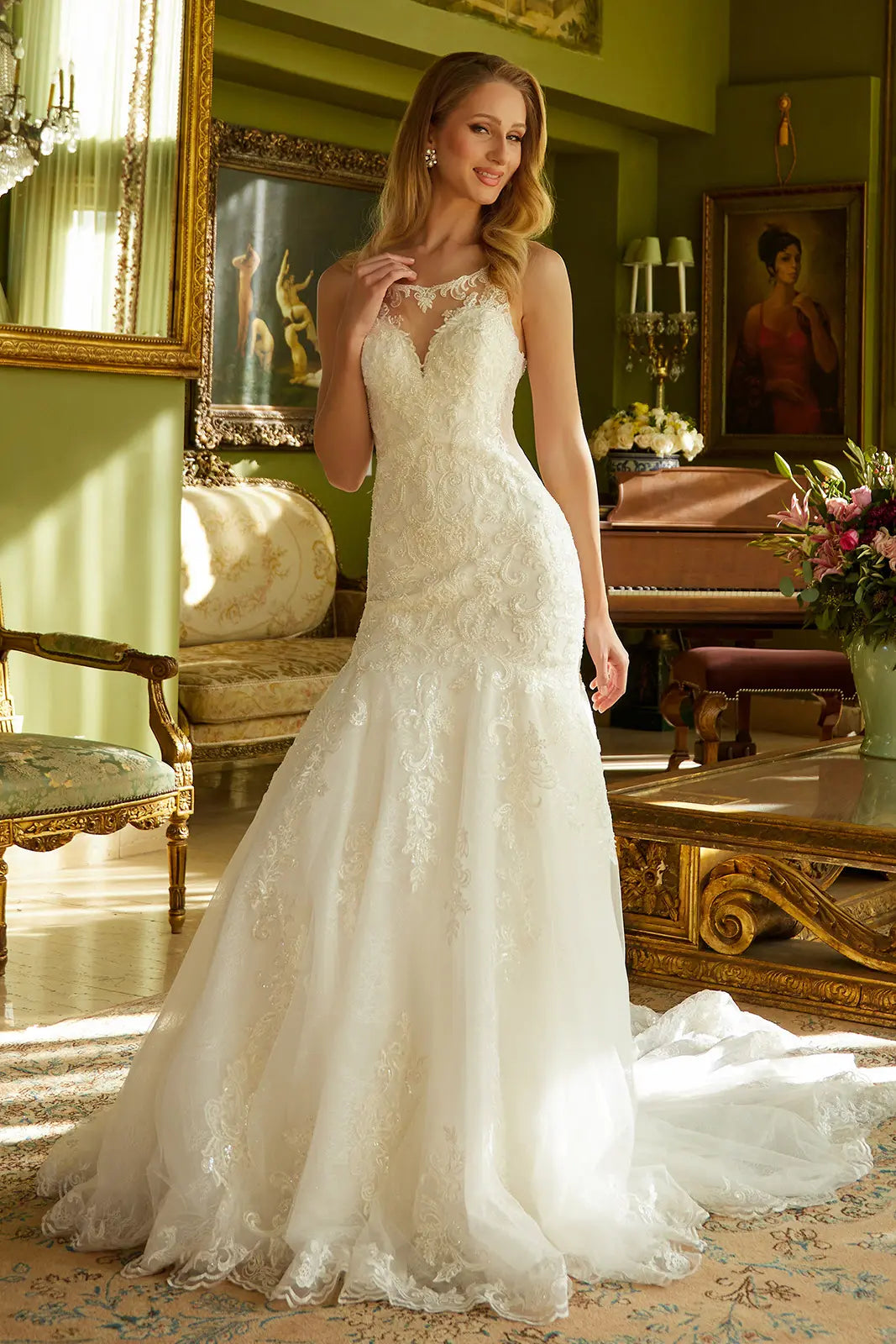 Sleeveless, Mermaid Silhouette Wedding Dress-0