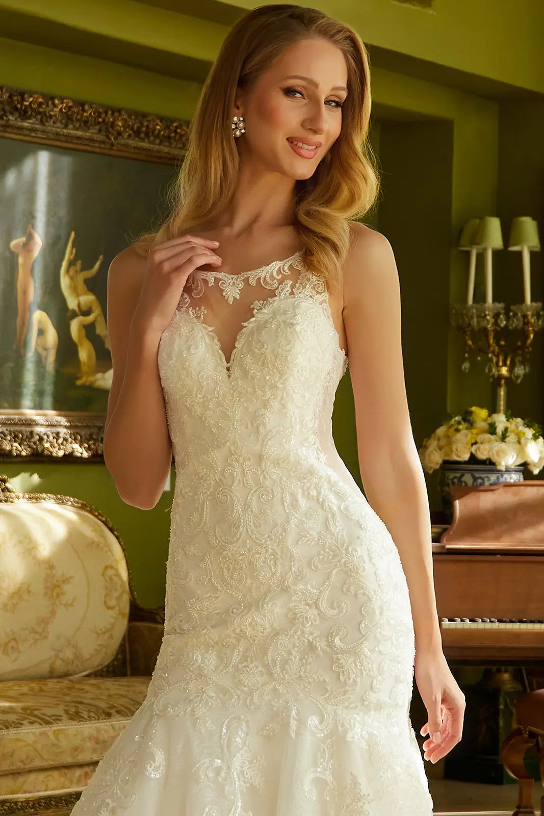 Sleeveless, Mermaid Silhouette Wedding Dress-2