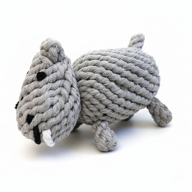Large Gray Hippo Dog Rope Toys